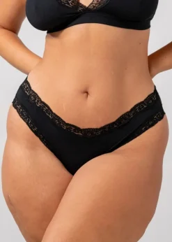 Culotte en matière recyclée | noir "micro lace cheeky - black"