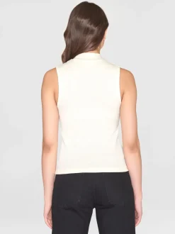 Débardeur col montant en coton bio | blanc "high neck rib top - star white"