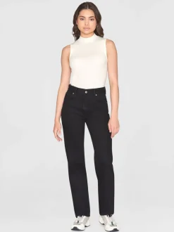 Débardeur col montant en coton bio | blanc "high neck rib top - star white"