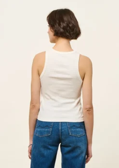 Débardeur côtelé en coton bio | blanc cassé