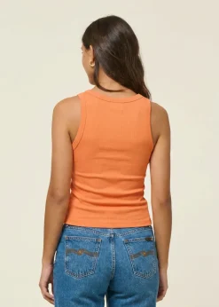 Débardeur côtelé en coton bio | orange