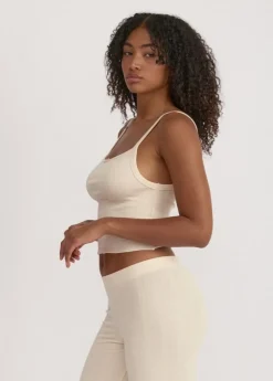 Débardeur de pyjama en coton bio | beige "pointelle top - cloud"