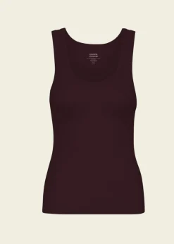 Débardeur en coton bio | bordeaux "organic rib tank top - oxblood red"