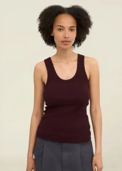 Débardeur en coton bio | bordeaux "organic rib tank top - oxblood red"