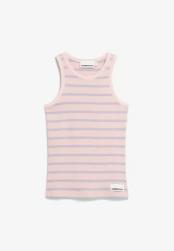 Débardeur en coton biologique | rose "kanitaa stripes - rosalilly-misty morning"