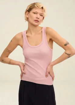 Débardeur en coton bio | rose "rib tank top - faded pink"