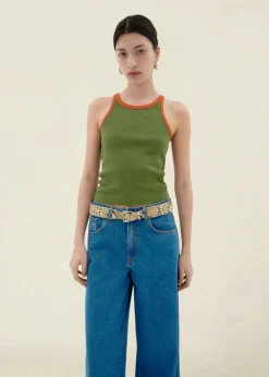 Débardeur en coton bio | vert "garden green pumpkin contrast harriet top"