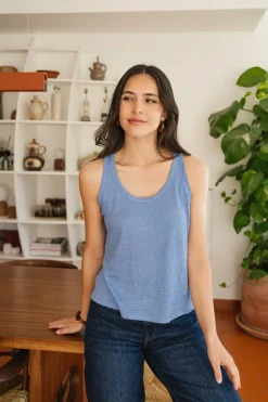 Débardeur en lin upcyclé | bleu azur