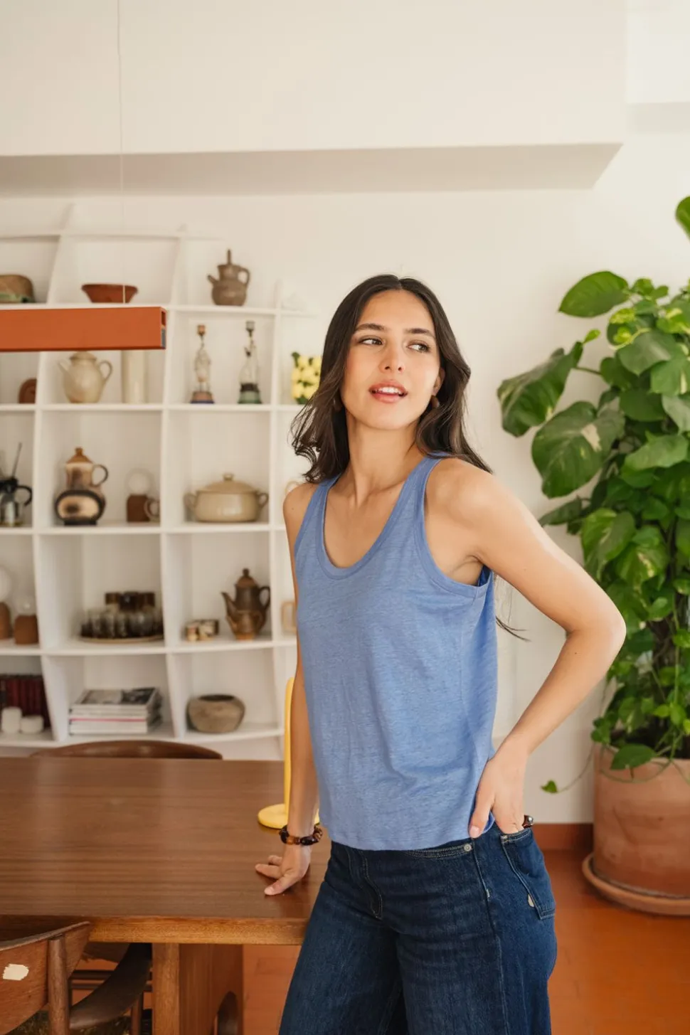 Débardeur en lin upcyclé | bleu azur