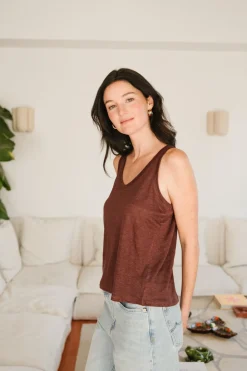 Débardeur en lin upcyclé | chocolat