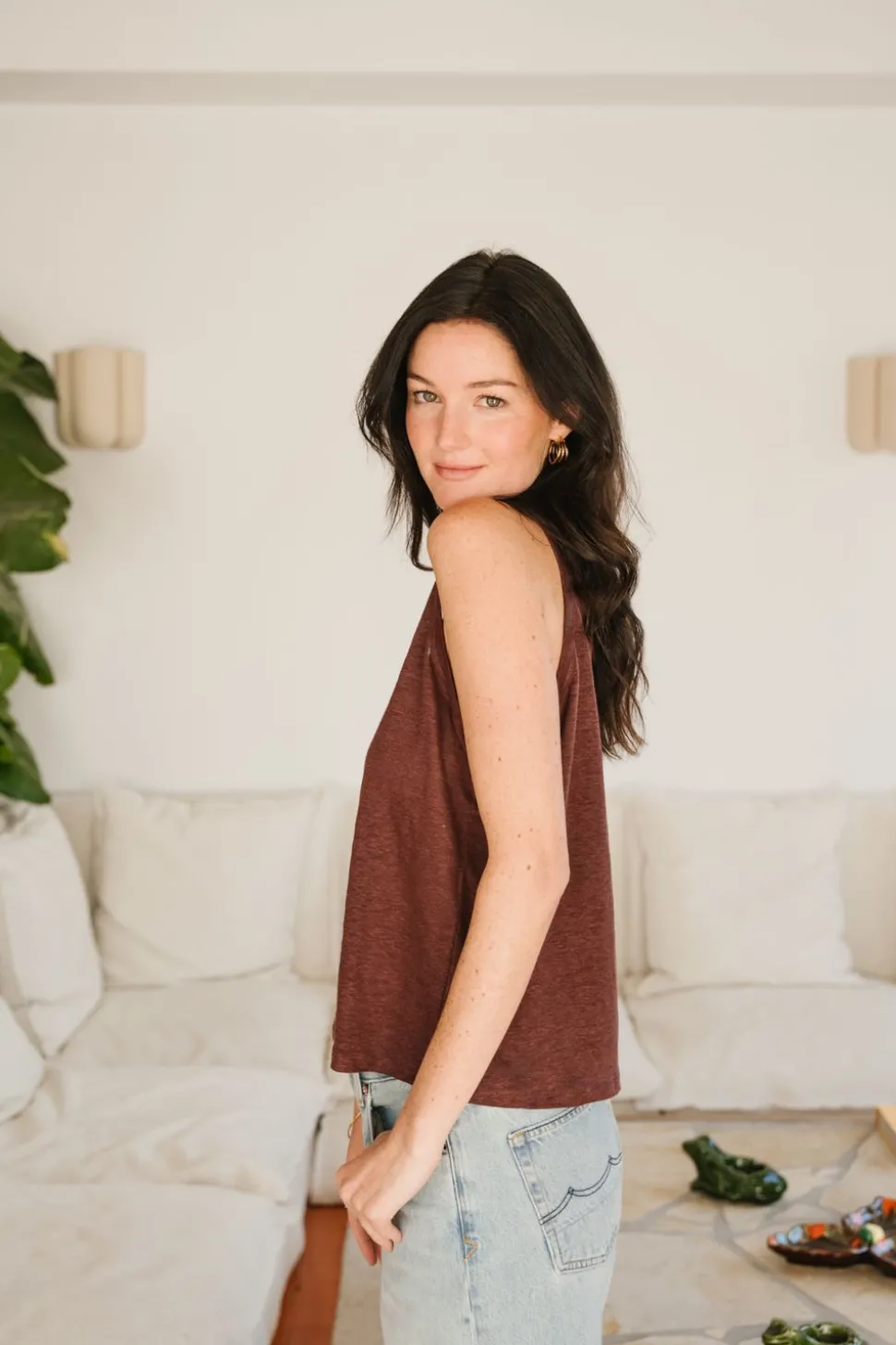 Débardeur en lin upcyclé | chocolat