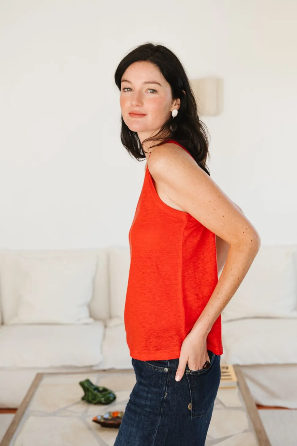 Débardeur en lin upcyclé | rouge