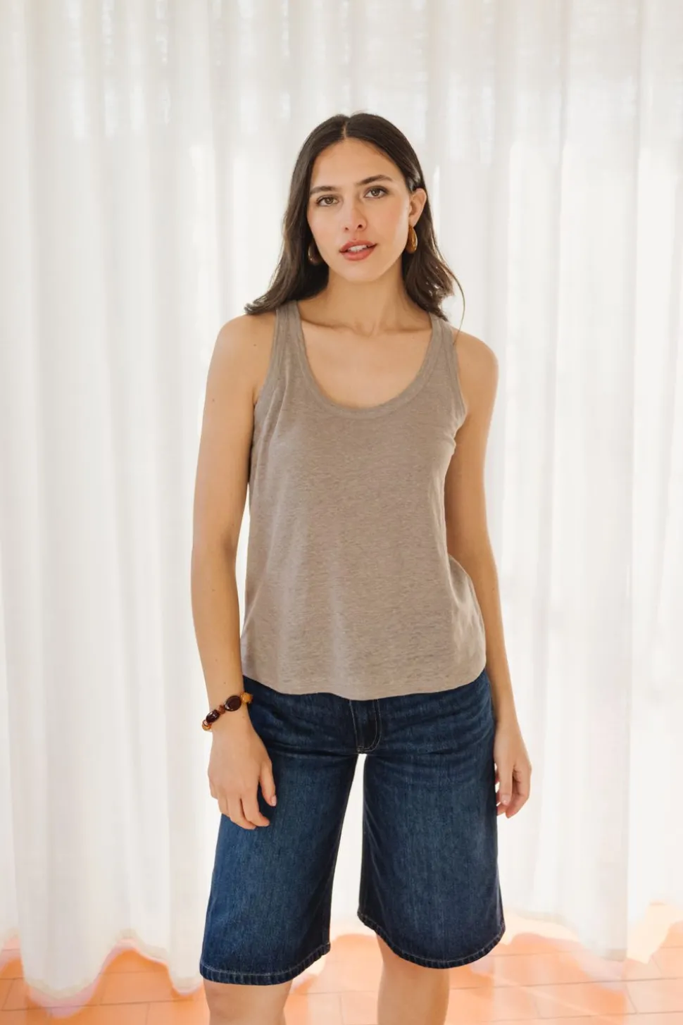 Débardeur en lin upcyclé | taupe