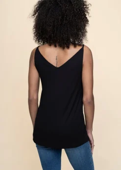 Débardeur noir en tencel - slip top triangle flow black