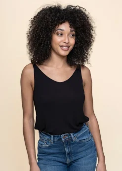 Débardeur noir en tencel - slip top triangle flow black