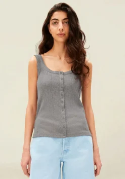 Débardeur pointelle en coton bio | gris "pointelle top - silver melange"