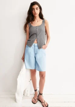 Débardeur pointelle en coton bio | gris "pointelle top - silver melange"
