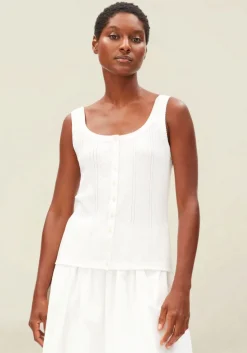 Débardeur pointelle en coton bio | blanc "pointelle top - white"