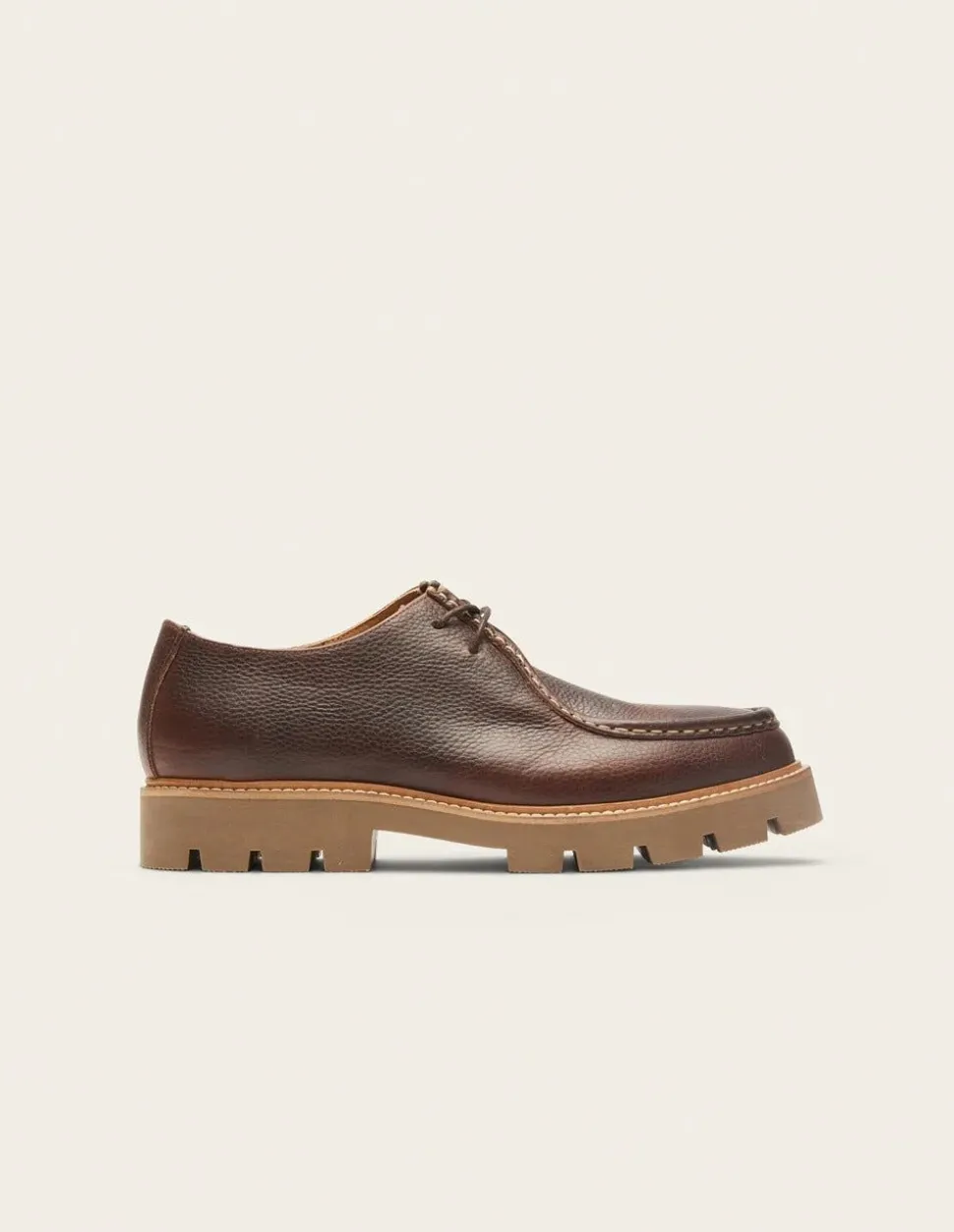 Derbies en cuir certifié | marron "gontran - pull-up grainé marron"