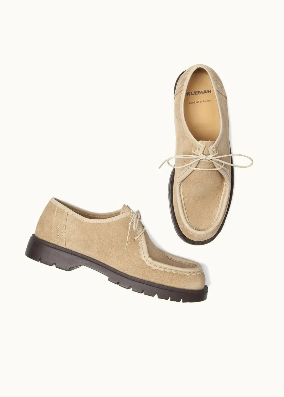 Derbies made in france en cuir suède certifié | beige "padror v beige"