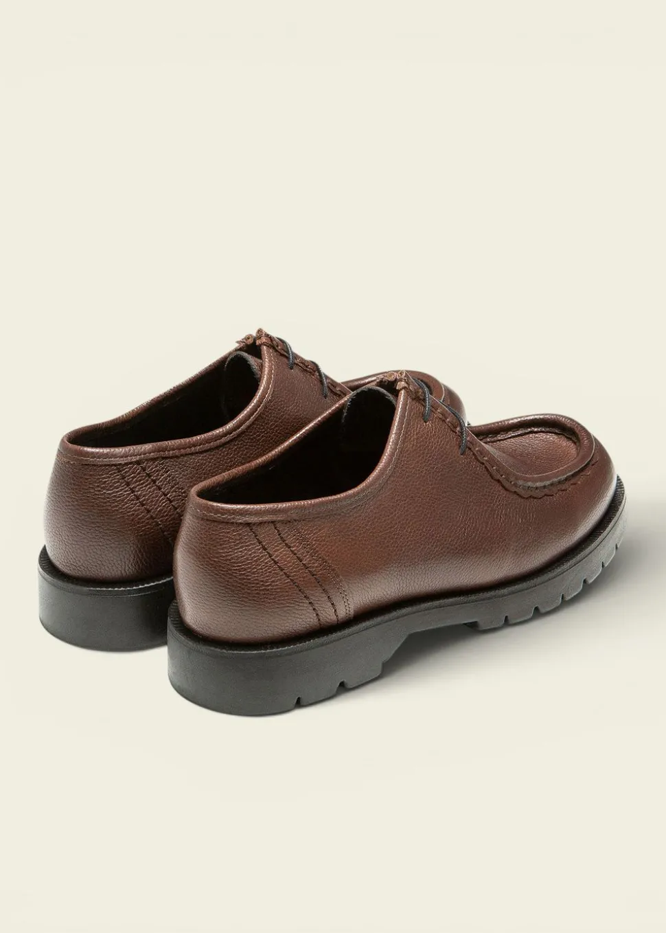 Derbies made in france en cuir grainé tannage végétal | "padror g vgt café"