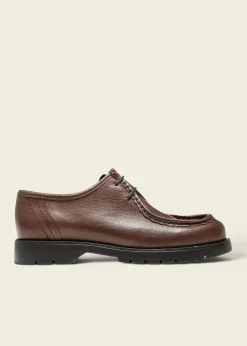 Derbies made in france en cuir grainé tannage végétal | "padror g vgt café"