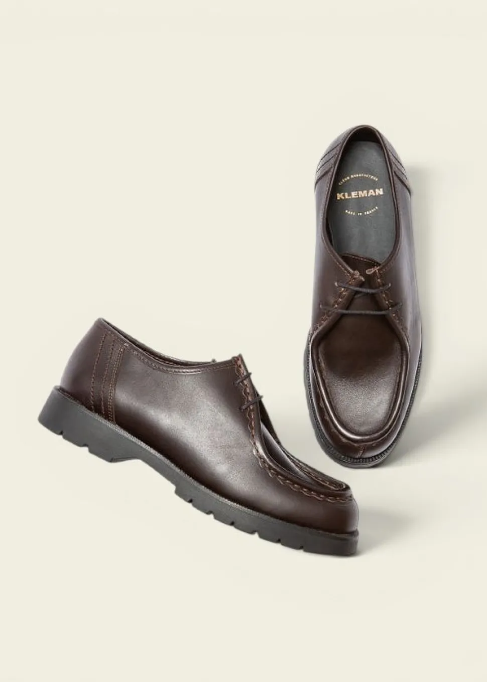 Derbies made in france en cuir certifié | marron "padror marron noir"