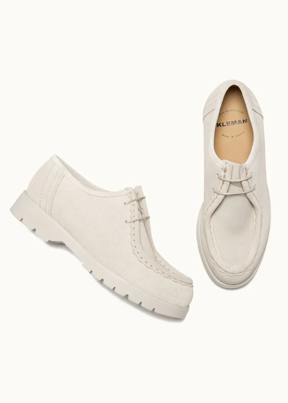 Derbies made in france en cuir certifié | écru "padror frost"
