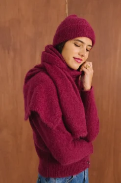 Echarpe en mohair certifié | framboise 