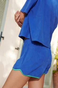 Ensemble éponge en coton bio | bleu klein et menthe