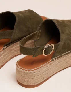 Espadrilles plateforme en cuir certifié | vert 