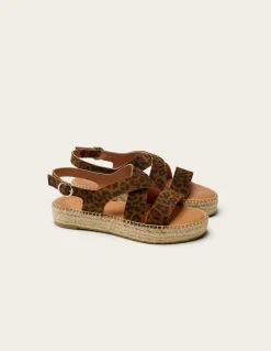 Espadrilles plateforme en cuir certifié | léopard "espadrilles chantal - suède"
