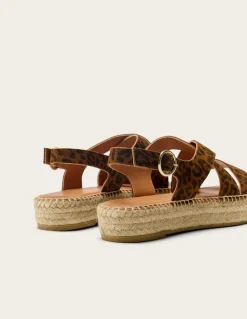 Espadrilles plateforme en cuir certifié | léopard 