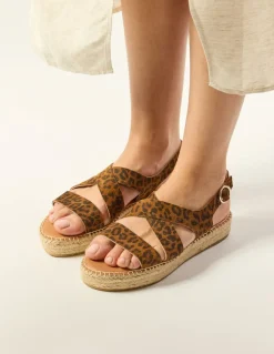 Espadrilles plateforme en cuir certifié | léopard 