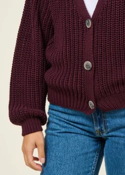 Gilet en coton bio | bordeaux "lena - cherry lacquer"
