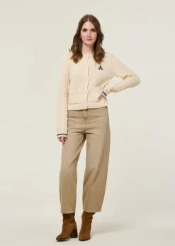 Gilet en coton bio | ecru "juliaanas structure - oatmilk"