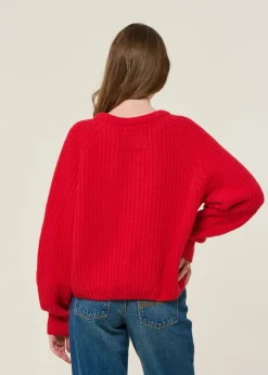 Gilet en laine et coton bio | rouge 