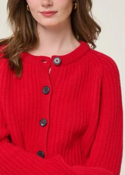 Gilet en laine et coton bio | rouge 