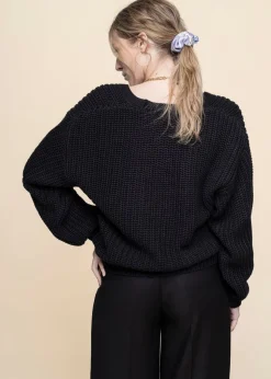 Gilet en maille de coton bio | noir "lena black"