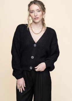 Gilet en maille de coton bio | noir 