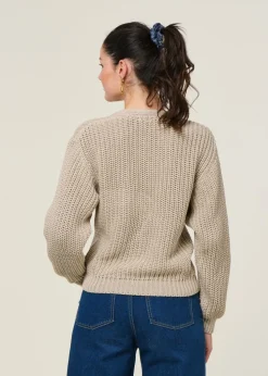 Gilet maille en coton bio | beige 