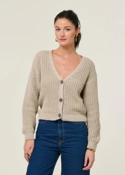 Gilet maille en coton bio | beige 
