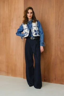 Gilet matelassé en coton bio | bleu et blanc 