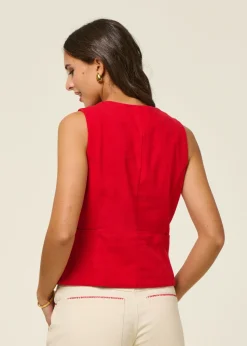 Gilet sans manches en coton bio | rouge "clavel alisa top - red"