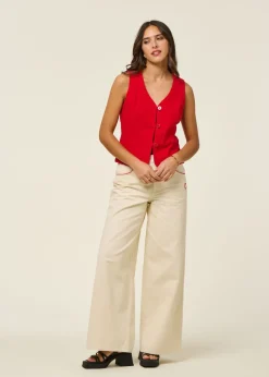 Gilet sans manches en coton bio | rouge "clavel alisa top - red"
