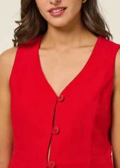 Gilet sans manches en coton bio | rouge 