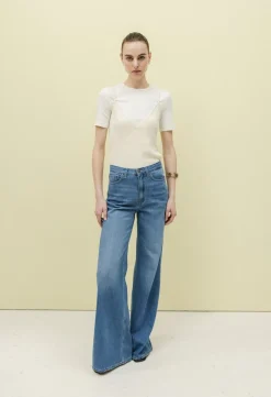 Jean ample léger en coton bio et viscose recyclée | bleu "sara high loose flow"