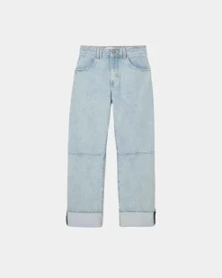Jean ballon avec revers en coton bio | baby blue 