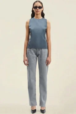Jean droit en coton bio et recyclé | gris "susan jeans split mist"