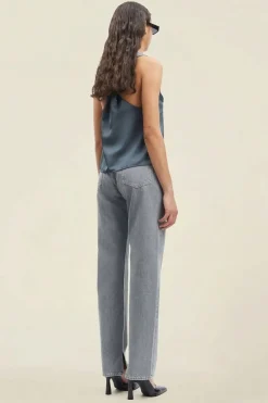 Jean droit en coton bio et recyclé | gris "susan jeans split mist"